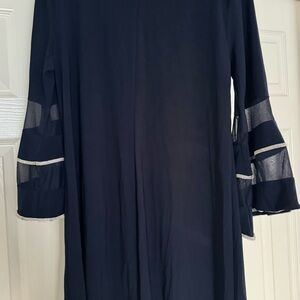 Navy Dress with Sheer Bell Sleeves